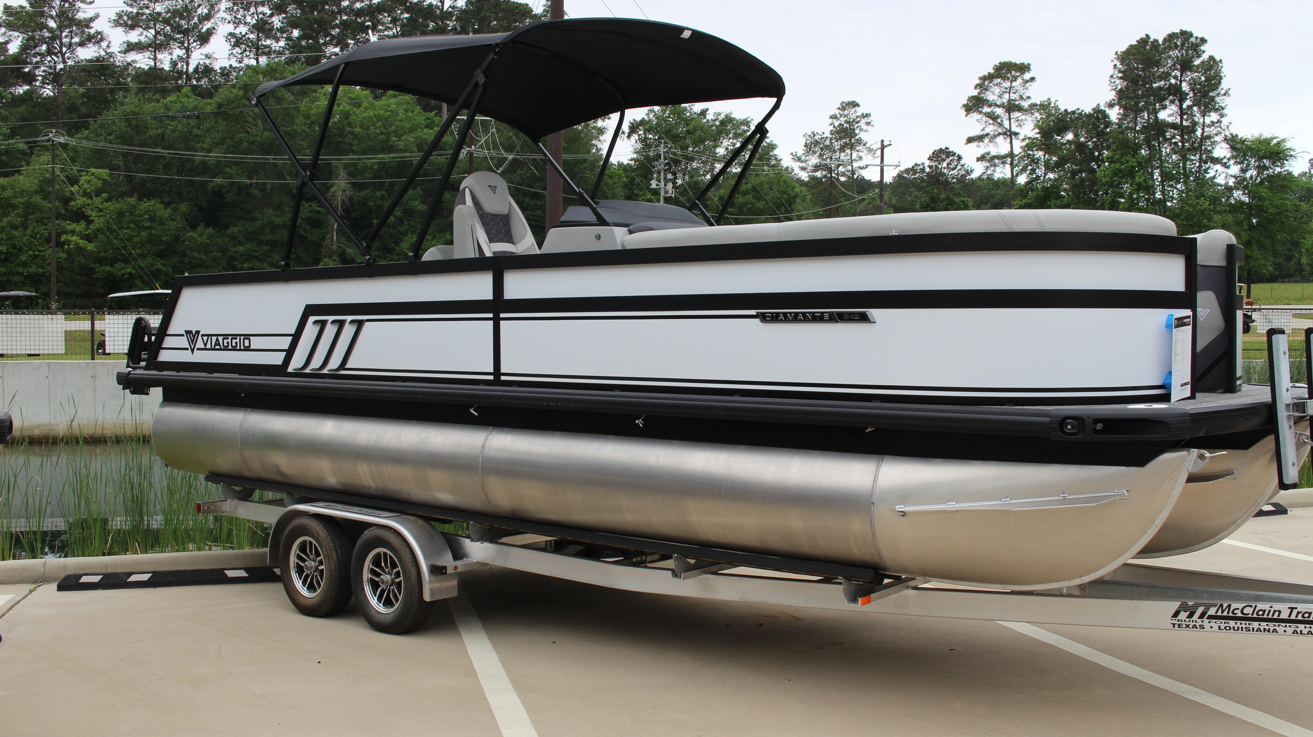 Viaggio Diamante U 2025 Viaggio Diamante U pontoon boat on trailer, parked outdoors.
