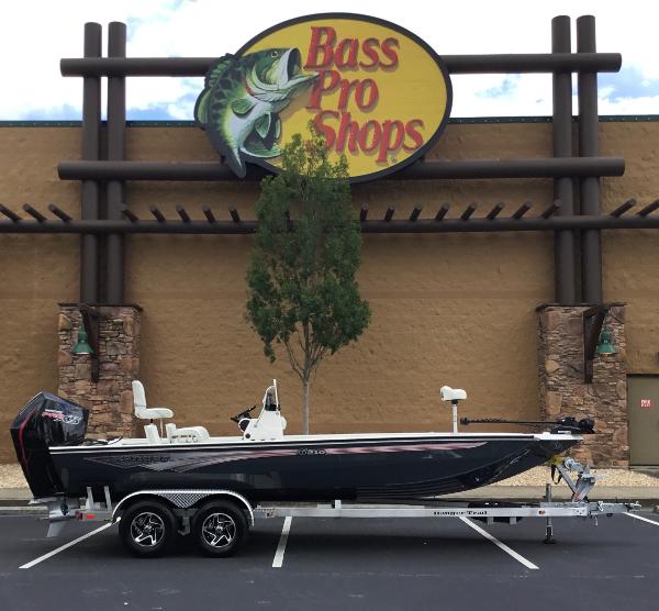 Ranger RB210 2024 Ranger RB210 boat on trailer outside Bass Pro Shops.