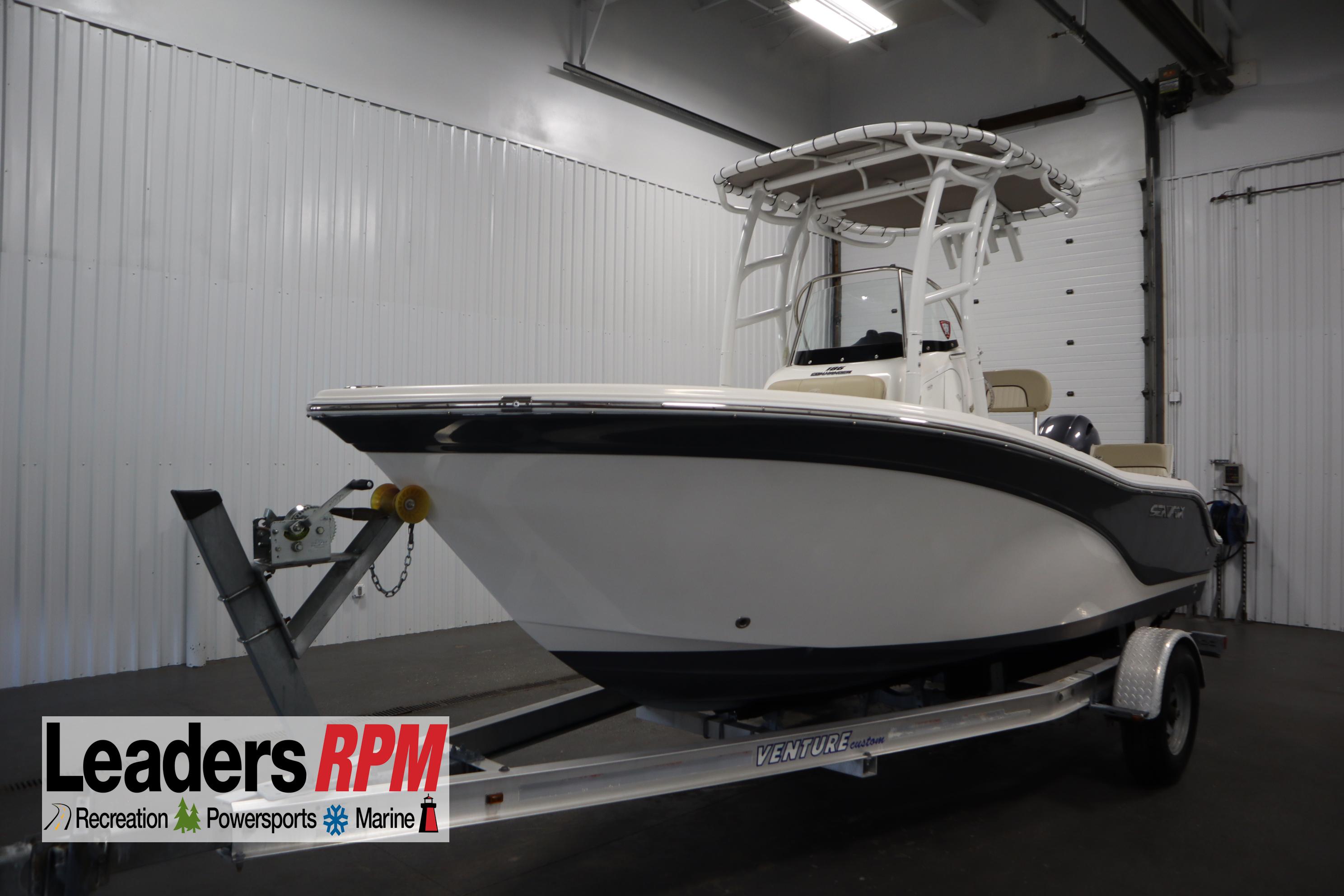 Sea Fox 186 CC Commander 2016 Sea Fox 186 CC Commander boat on trailer in indoor showroom.