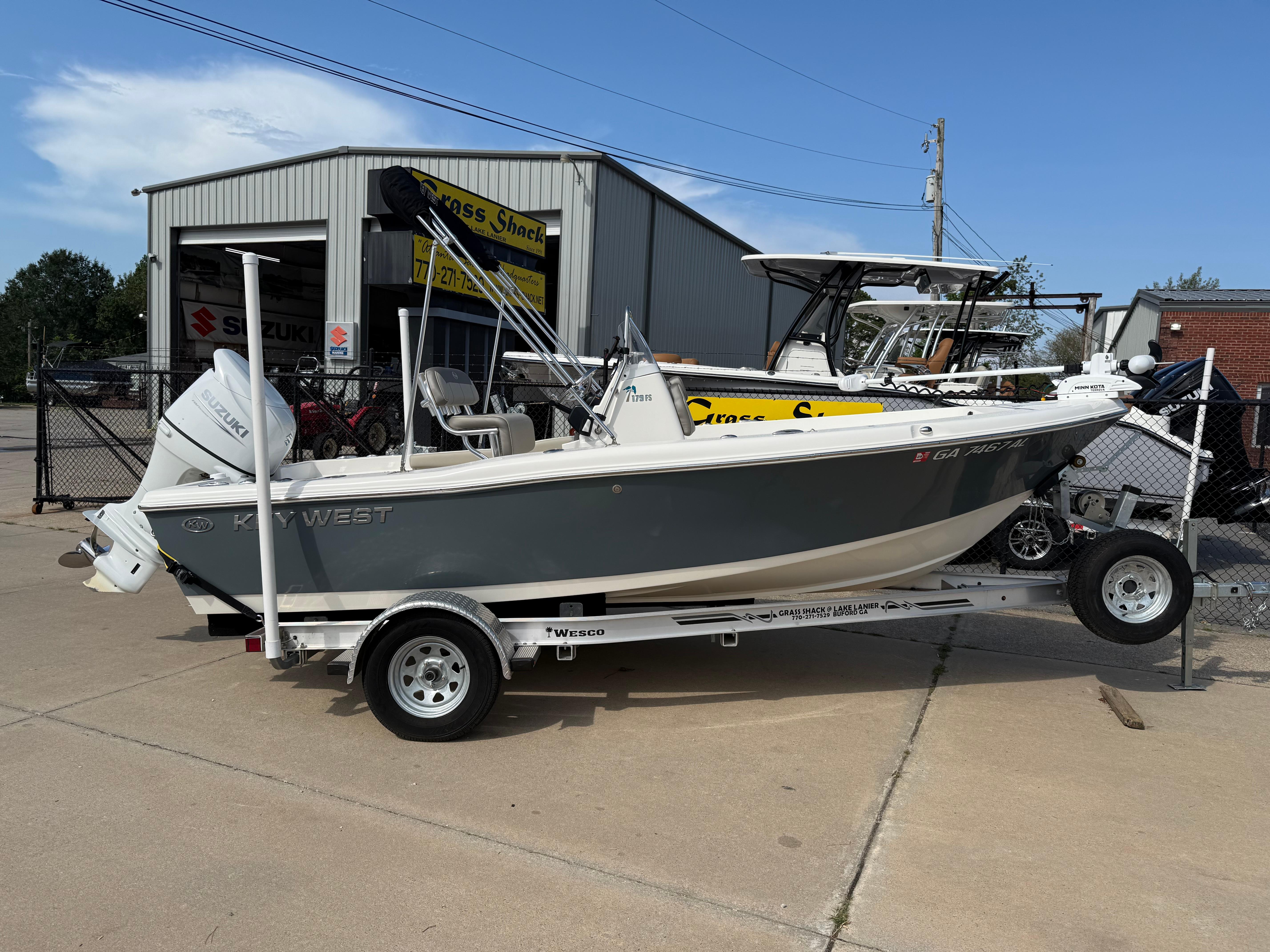Key West 179 FS 2022 Key West 179 FS boat on trailer outside dealership.