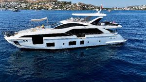 Azimut Grande 27M Luxury Azimut Grande 27M yacht cruising on blue ocean waters, 2021 model.