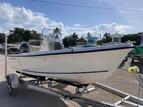 Key West 1720 Cc 2025 Key West 1720CC boat on trailer under clear sky.