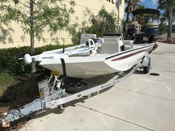 Ranger RB190 2023 Ranger RB190 boat on trailer, equipped with Minn Kota trolling motor.