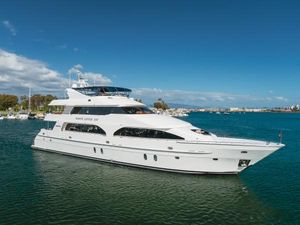 President Sterling Tri-Deck Luxury 2011 President Sterling Tri-Deck yacht cruising on a sunny day.
