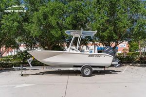 Sea Pro 199 Deep V Center Console 2023 Sea Pro 199 Deep V Center Console boat on trailer, parked outdoors.