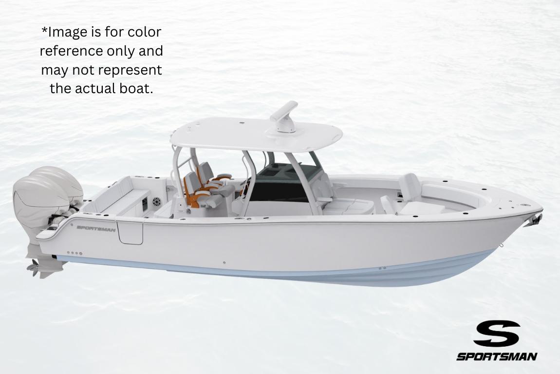 Sportsman Masters 247OE Bay Boat 2026 Sportsman Masters 247OE Bay Boat, side view, white color, on water background.