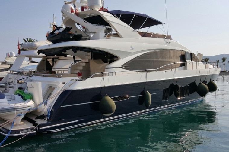 Princess Y72 Luxurious 2012 Princess Y72 yacht docked in a serene marina setting.