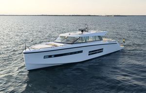 Delta Powerboats 72 Luxury 2026 Delta Powerboats 72 yacht cruising on open water.