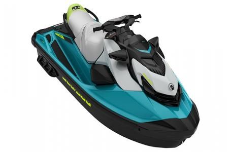 Sea-Doo GTI SE 170 30SA BE IBR 25 2025 Sea-Doo GTI SE 170 jet ski, blue and black, side view.