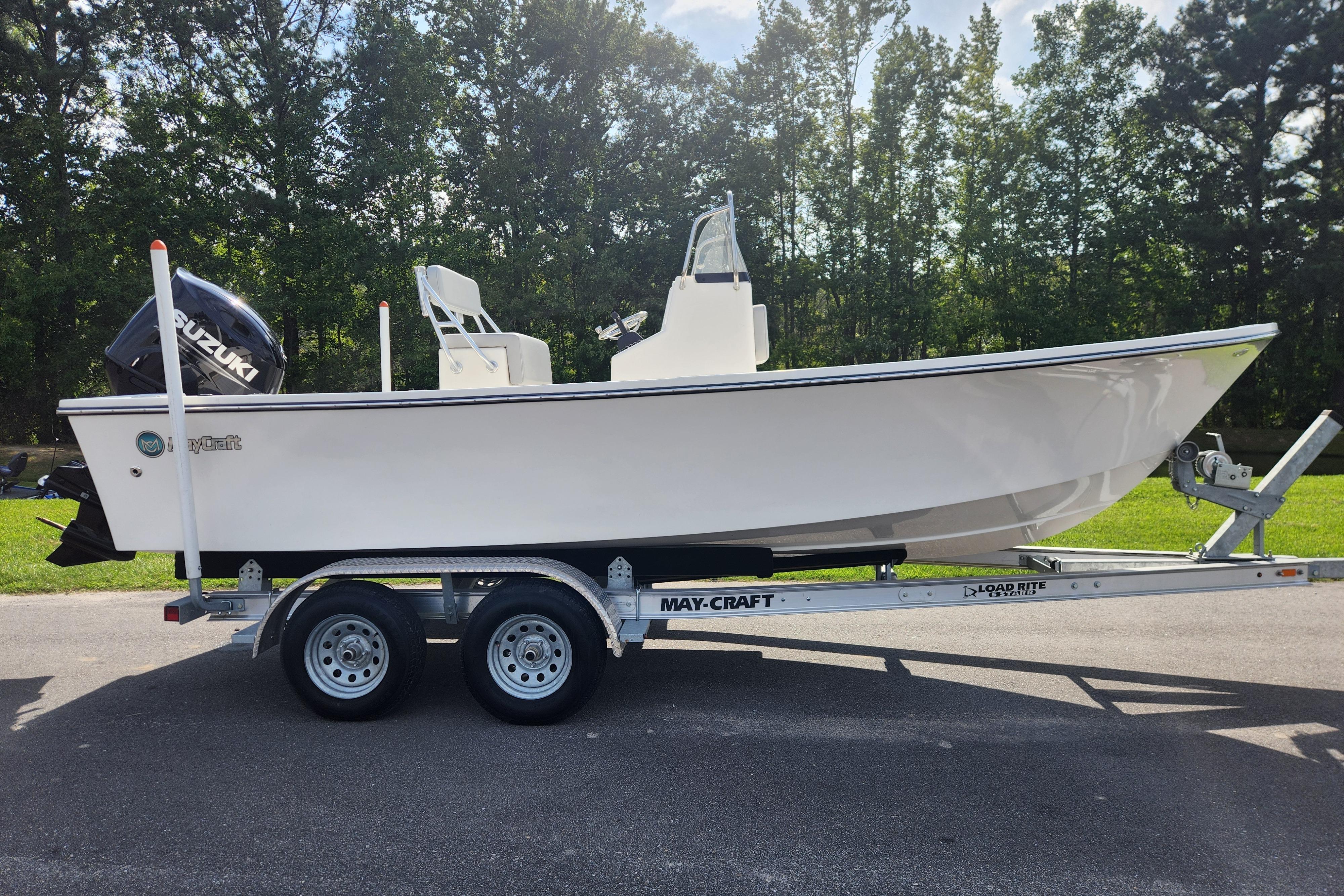 May-Craft 20 Cape Classic 2023 May-Craft 20 Cape Classic boat on trailer, side view, outdoors.