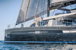Privilege Signature 650 Luxury Privilege Signature 650 yacht sailing, 2025 model, with people on deck.