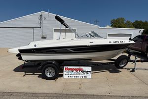 Bayliner 185 Bowrider 2014 Bayliner 185 Bowrider boat on trailer at Hennepin Marine dealership.