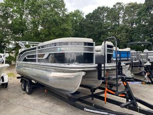 Lowe SS 210 WT 2022 Lowe SS 210 WT pontoon boat on trailer, parked outdoors.