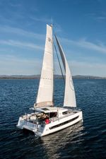 Bali CATSMART Sailing catamaran Bali CATSMART 2026 on open water under clear blue sky.