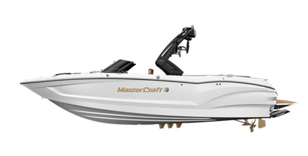 MasterCraft X24 2025 MasterCraft X24 boat, sleek white design with modern features.