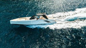 Frauscher 1414 Demon Air 2022 Frauscher 1414 Demon Air yacht cruising on open water.