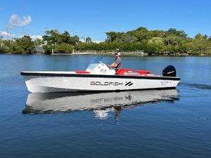Goldfish 23 Tender 2021 Goldfish 23 Tender boat on calm water, clear sky, lush greenery in background.
