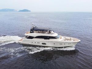 Monte Carlo Yachts MCY 86 2019 Monte Carlo Yachts MCY 86 cruising on open water.