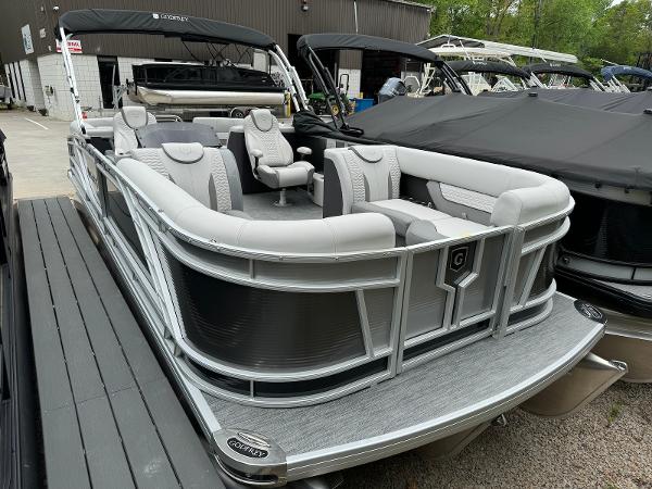 Godfrey Monaco 235 SB 2024 Godfrey Monaco 235 SB pontoon boat with sleek design and comfortable seating.