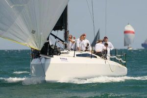 M.A.T. 1220 Sailing yacht M.A.T. 1220, 2023 model, navigating ocean waters with crew onboard.