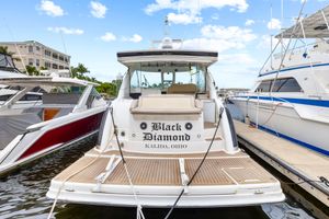 Formula 45 Yacht 2016 Formula 45 Yacht "Black Diamond" docked at marina, rear view.