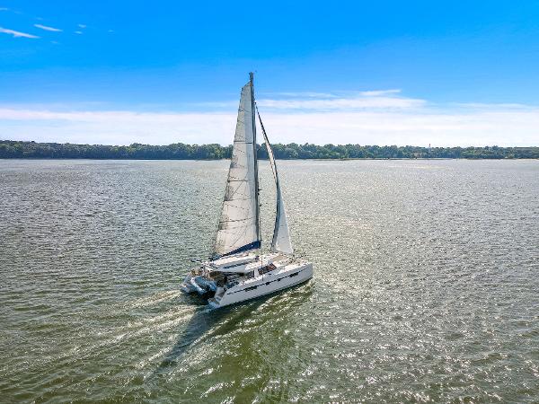 Nautitech 46 Open Sailing catamaran Nautitech 46 Open, 2017 model, cruising on a sunny day.