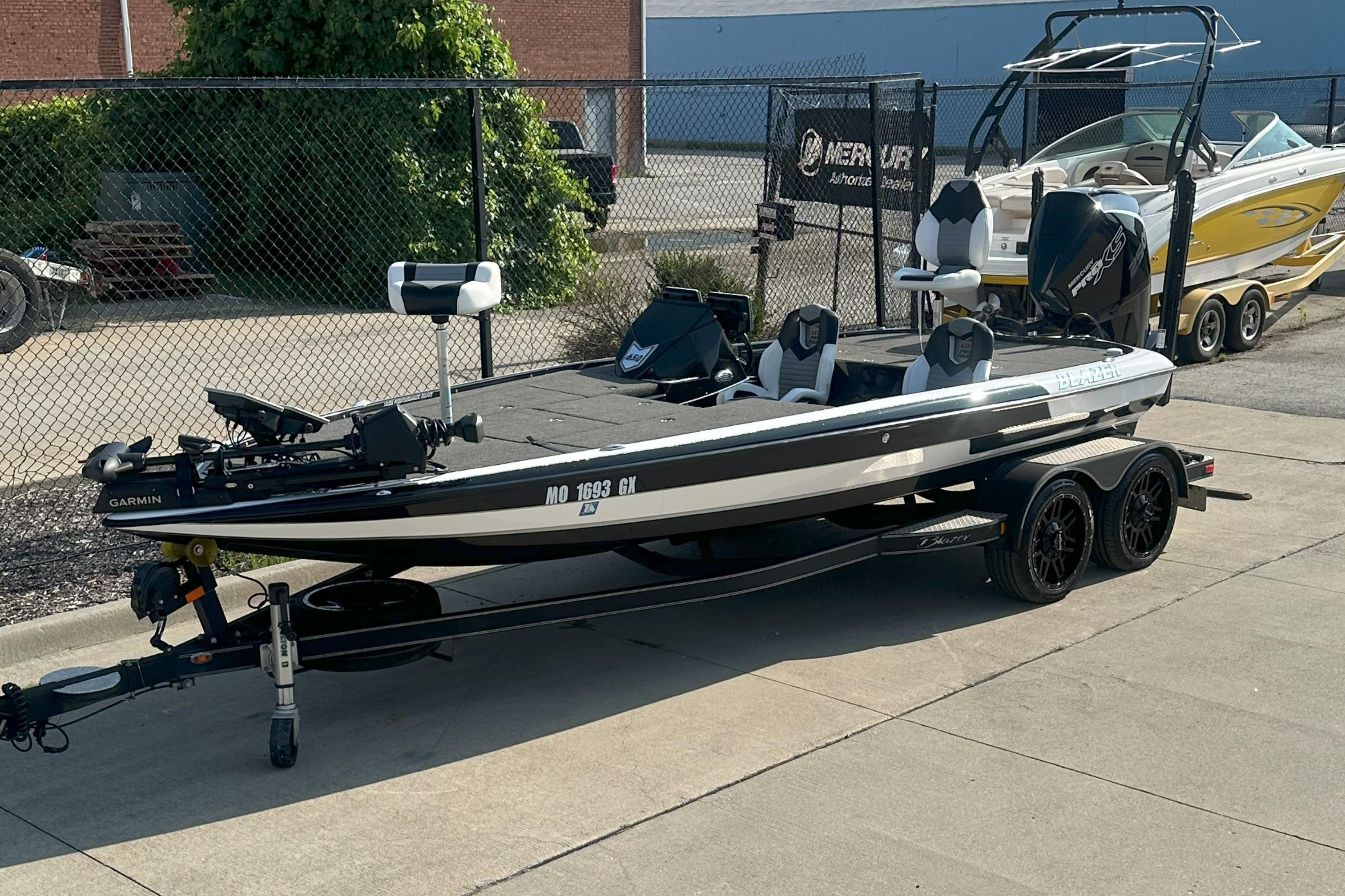 Blazer 650 Pro Tour 2021 Blazer 650 Pro Tour boat on trailer, parked outdoors.