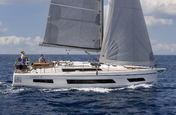 Dufour 41 2024 Dufour 41 sailboat cruising on open water.
