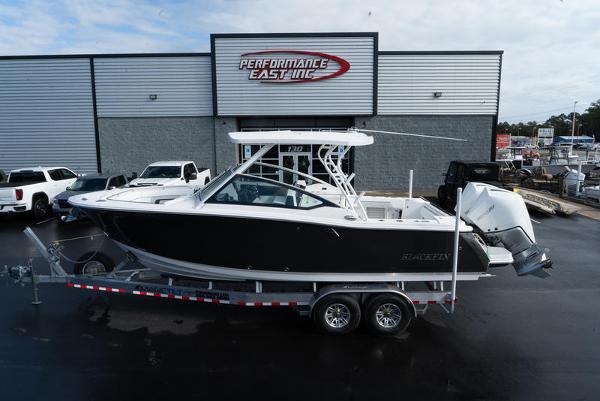 Blackfin 272 DC 2024 Blackfin 272 DC boat on trailer outside Performance East Inc. dealership.