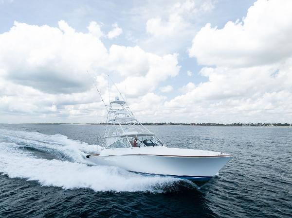 Viking 52 Open 2010 Viking 52 Open yacht cruising on open water under a cloudy sky.