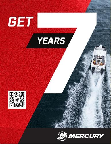 Ranger RT178C Alt text: "2025 Ranger RT178C boat on water, Mercury promotion for 7-year offer."
