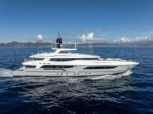 Baglietto 46m Displacement Luxurious 2015 Baglietto 46m Displacement yacht cruising on open sea.