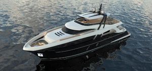 Van der Heijden 2700 Ultimate Luxurious 2026 Van der Heijden 2700 Ultimate yacht on serene water.