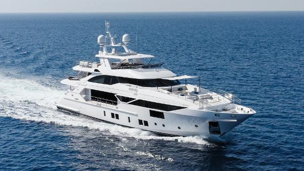 Benetti 125 Luxury Benetti 125 yacht cruising on open sea, 2021 model.