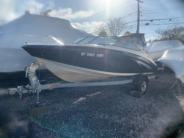 Yamaha Boats SX190 2012 Yamaha Boats SX190 on trailer, black hull, outdoor storage.