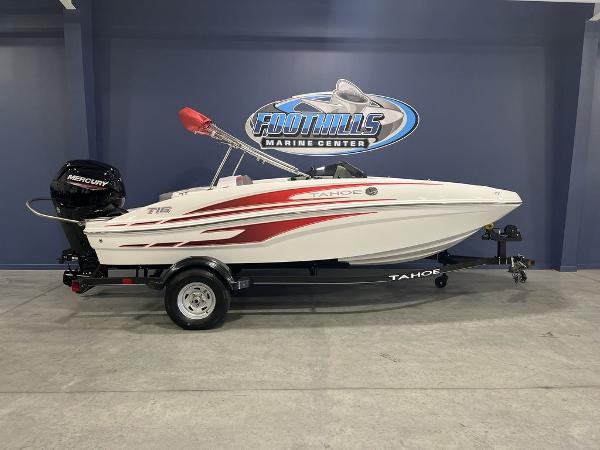 Tahoe T16 2024 Tahoe T16 boat at Foothills Marine Center with Mercury outboard motor.