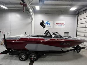 Axis A245 2024 Axis Wake Research A245 boat in showroom, featuring sleek design and modern detailing.