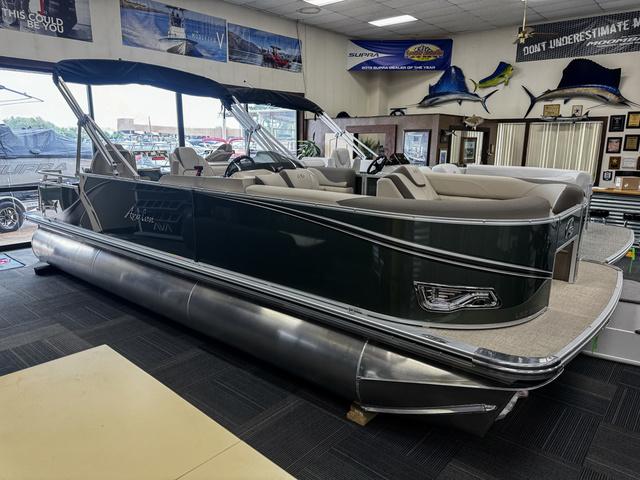 Avalon LSZ 23 Rear Fish 2024 Avalon LSZ 23 Rear Fish pontoon boat displayed indoors.