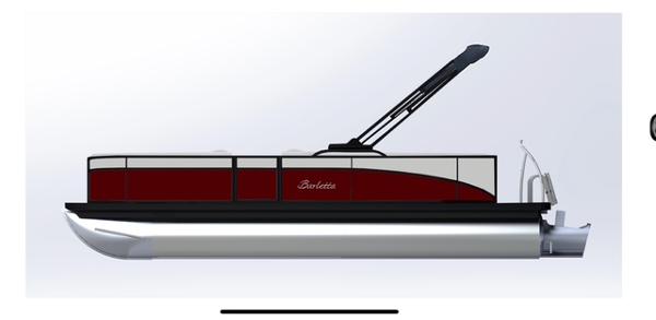 Barletta ARIA 22QC 2025 Barletta ARIA 22QC pontoon boat, side view, red and black design.