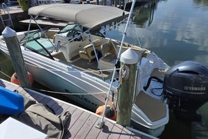 NauticStar 223 DC 2020 NauticStar 223 DC boat docked with Yamaha outboard motor.