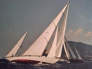 Hinckley S & S YAWL 1956 Hinckley S & S Yawl sailing on open water with other yachts in the background.