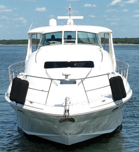 Sea Ray 480 Motor Yacht 2003 Sea Ray 480 Motor Yacht on calm water, front view.