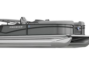 Premier 230 SunSation RF 2026 Premier 230 SunSation RF pontoon boat, sleek design, side view.