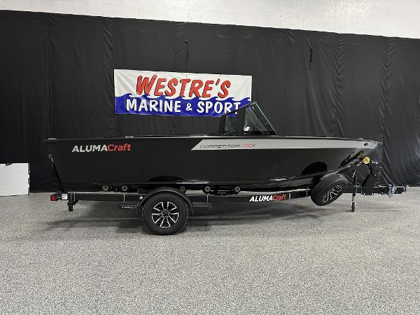 Alumacraft Competitor 175X Sport 2025 Alumacraft Competitor 175X Sport boat on trailer at Westre's Marine & Sport showroom.