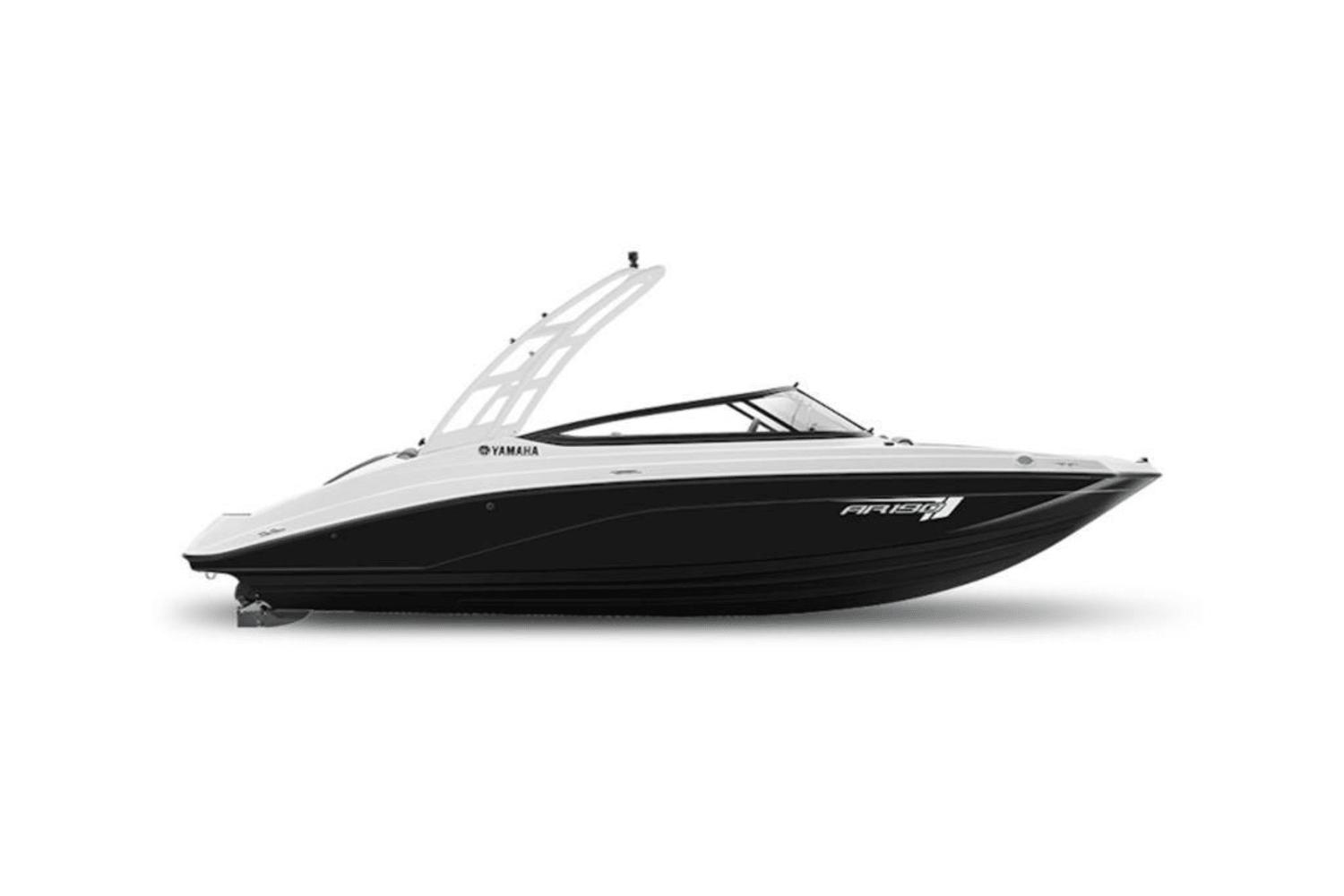 Yamaha Boats 190AR 2025 Yamaha Boats 190AR, sleek black and white design, side view.