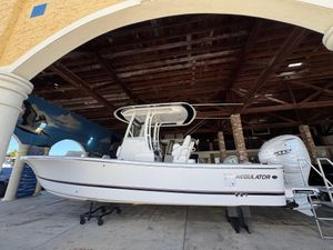 Regulator 26XO 2025 Regulator 26XO boat displayed indoors with Yamaha XTO engines.