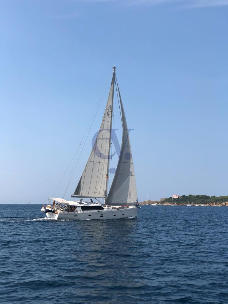 Moody 54 DS Sailing yacht Moody 54 DS 2015 on open sea with clear sky.