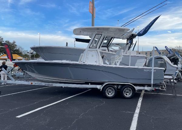 Sea Fox 231 Bay Fox 2024 Sea Fox 231 Bay Fox boat on a trailer in a parking lot.