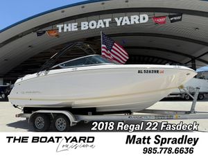 Regal 22 FasDeck 2018 Regal 22 FasDeck boat on trailer at The Boat Yard, Louisiana.