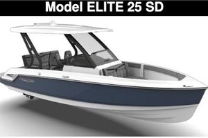 Monterey Elite 25 SD 2026 Monterey Elite 25 SD boat, sleek design, blue and white exterior, modern features.